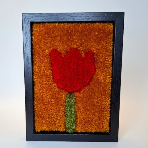 tufted portret van een rode tulp op een goud gele achtergrond Golden hour Tulip