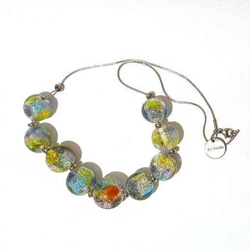 Ketting glaskralen lente glitters
