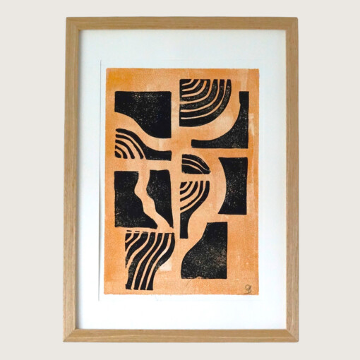 Abstract handgemaakte poster goud met zwart