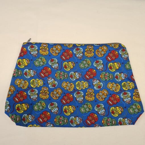 Handgemaakte Toilettas / Make-up Tas met Doodshoofden Print
