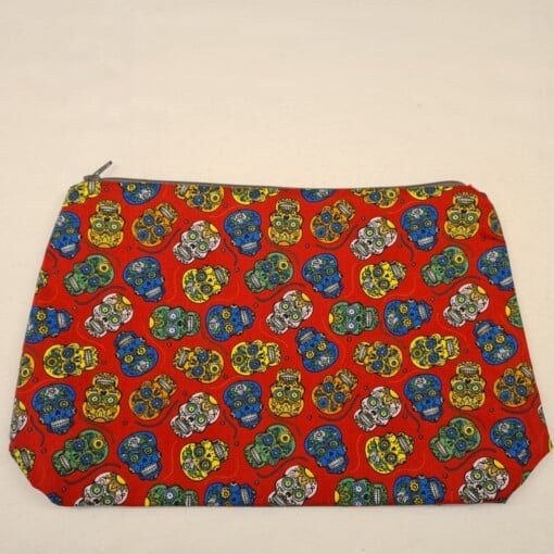 Handgemaakte Toilettas / Make-up Tas met Doodshoofden Print
