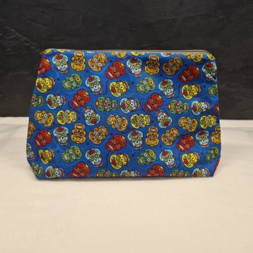 Handgemaakte Toilettas / Make-up Tas met Doodshoofden Print