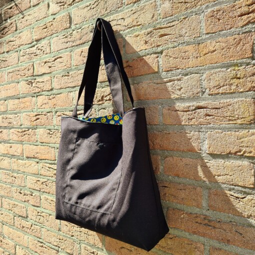 Dubbelzijdige Shopper Tas – Vrolijke Emoticon Print