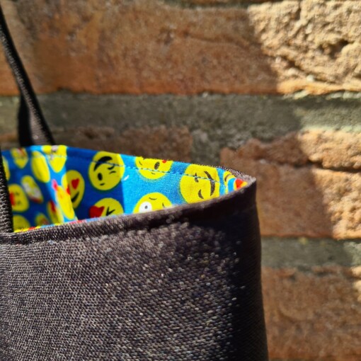 Dubbelzijdige Shopper Tas – Vrolijke Emoticon Print