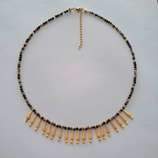 Natuursteen chrysoprase authentieke ketting - Amfora