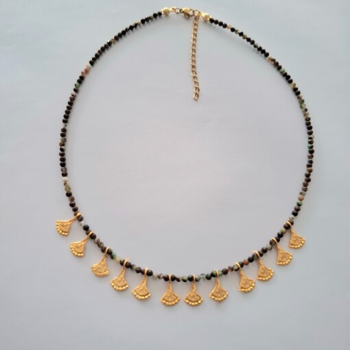 Natuursteen chrysoprase authentieke ketting - Kleopatra