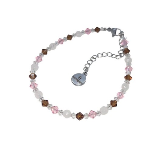 Armband Swarovski met rozenkwarts stainless steel
