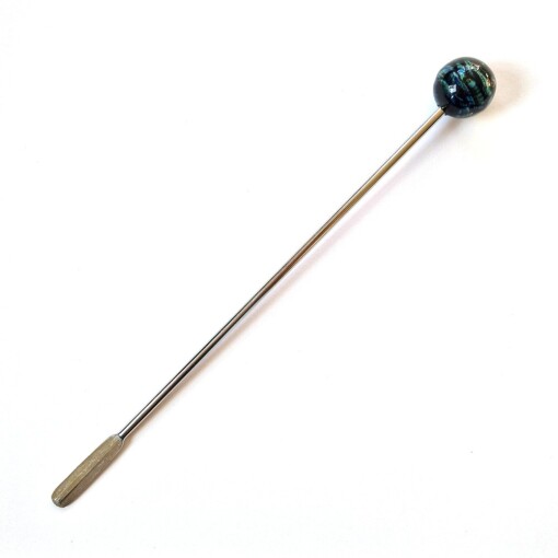 Coctail lepel met handgemaakte glaskraal blauw-groen-zwart