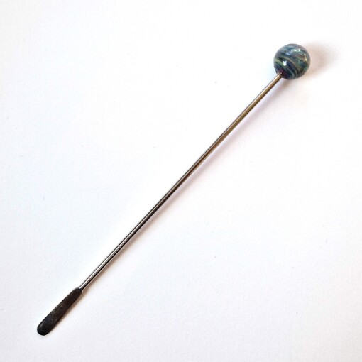 Coctail lepel met handgemaakte glaskraal blauw-groen