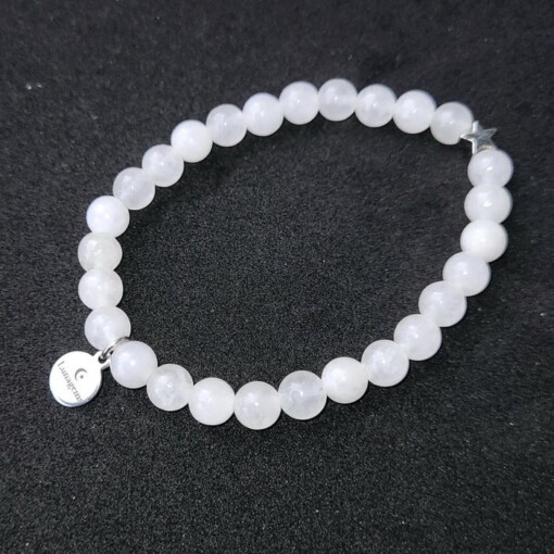 Elastische armband witte jade op maat gemaakt
