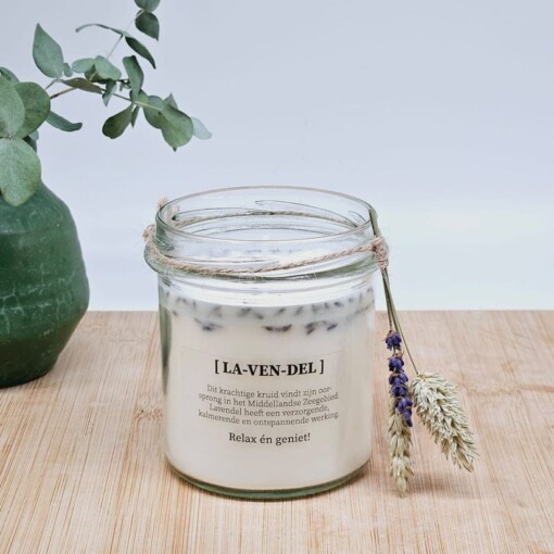 Geurkaars met bloemen - lavendel