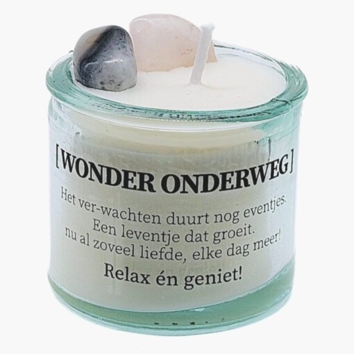 Geurkaars met edelstenen - Wonder onderweg! 5cm