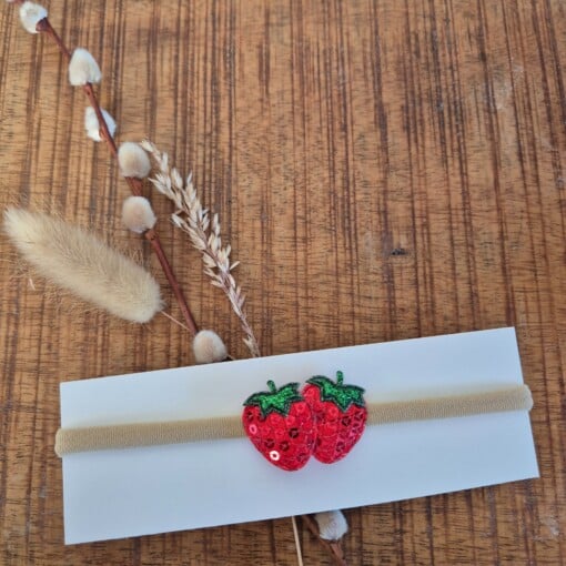 Haarbandje met glitter aardbeien
