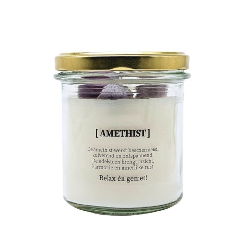 Kaars met edelsteen en geurdecoratie - Amethist