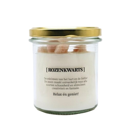 Kaars met edelsteen en geurdecoratie - Rozenkwarts