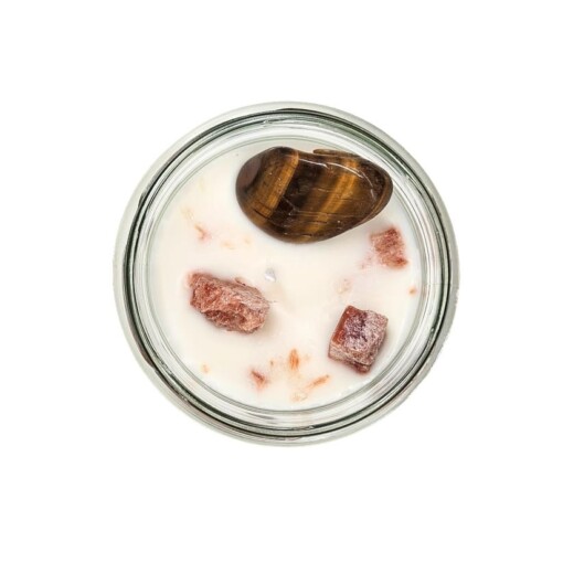 Kaars met edelsteen en geurdecoratie - Tijgeroog