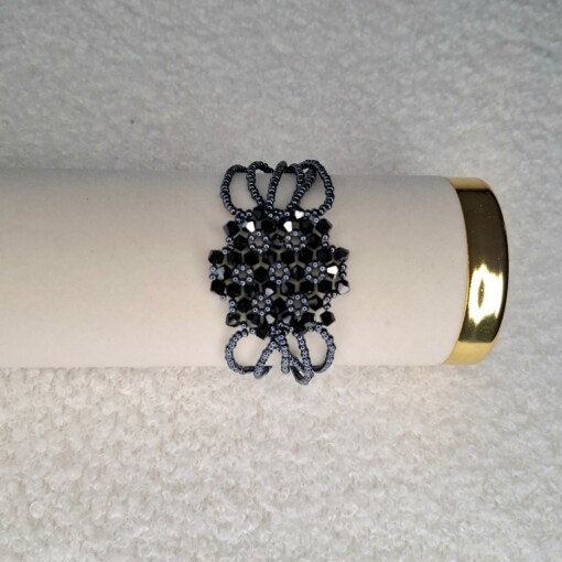 Kristallen Armband "Bloemenmand" - Zwart