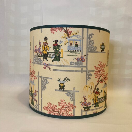 Lampenkap met Japanse afbeelding groen creme