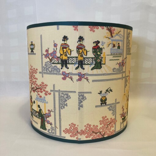 Lampenkap met Japanse afbeelding groen creme