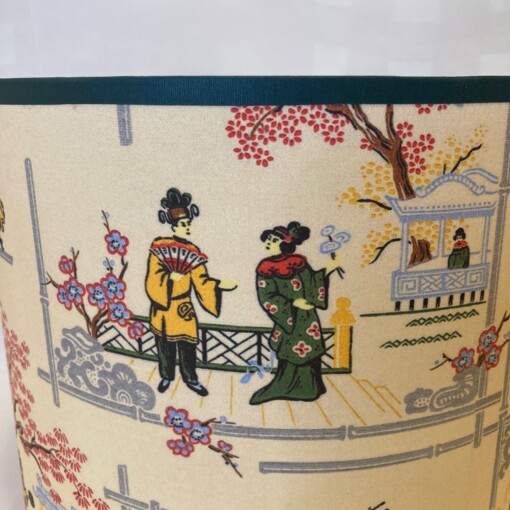 Lampenkap met Japanse afbeelding groen creme