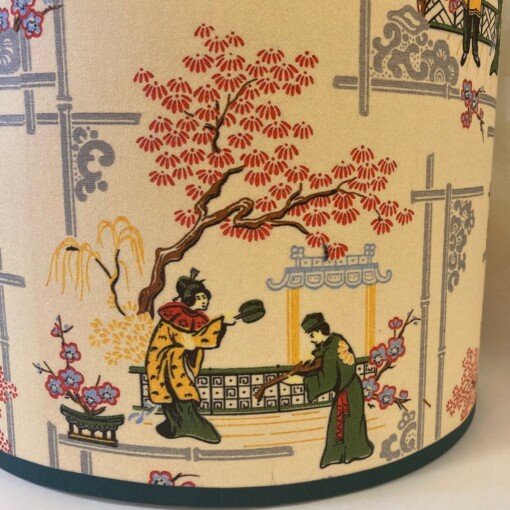 Lampenkap met Japanse afbeelding groen creme