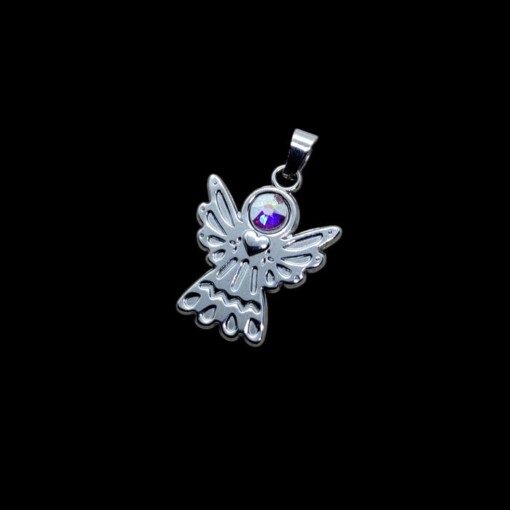 Setje van 5 Stainless steel engel ketting hangers met Swarovski zilverkleurig