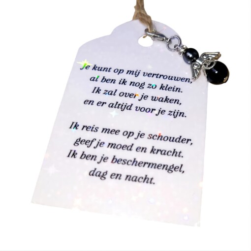 Setje van 5 beschermengeltjes van edelsteen met Swarovski parel