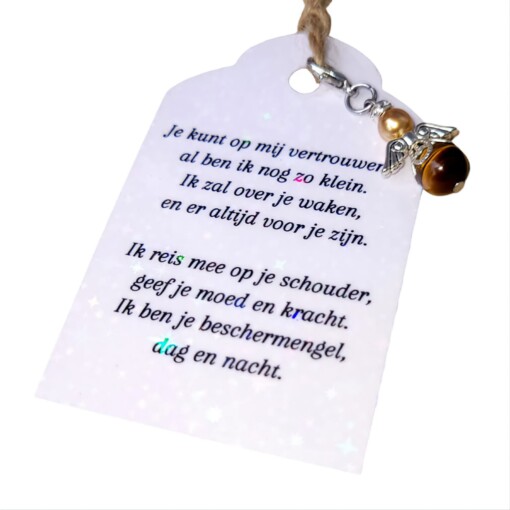 Setje van 5 beschermengeltjes van edelsteen met Swarovski parel