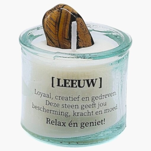 Sterrenbeeld kaars met edelsteen - Leeuw 5cm