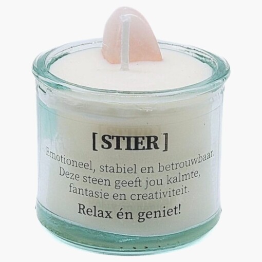 Sterrenbeeld kaars met edelsteen - Stier 5cm