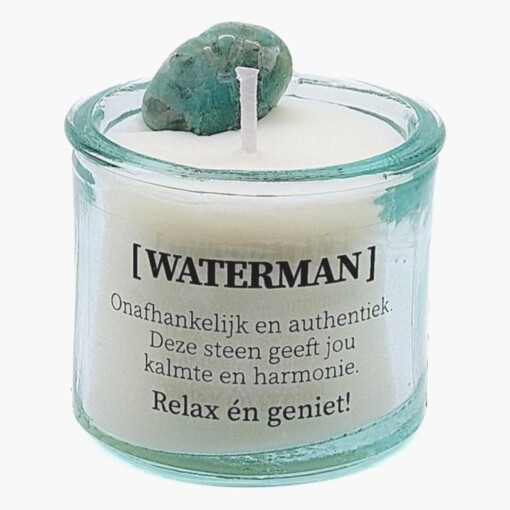 Sterrenbeeld kaars met edelsteen - Waterman 5cm