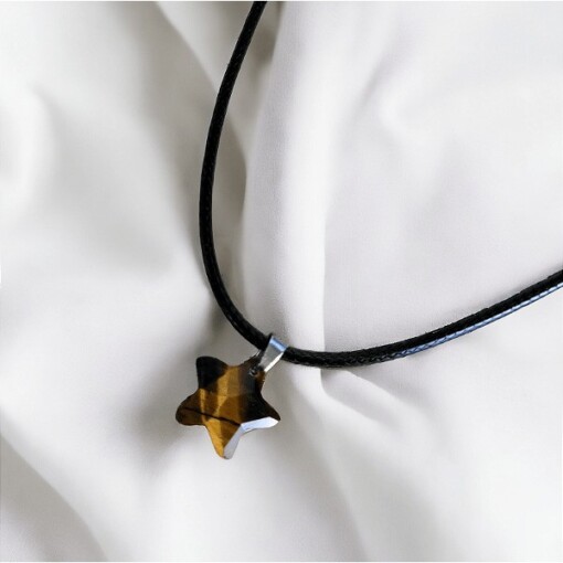 Waxkoord ketting met tijgeroog sterretje
