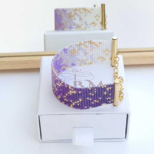 Aurora Luxe Miyuki Armband - Paars & Goud