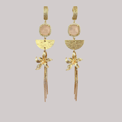 Mooie Rozenkwarts steen met gold plated onderdelen