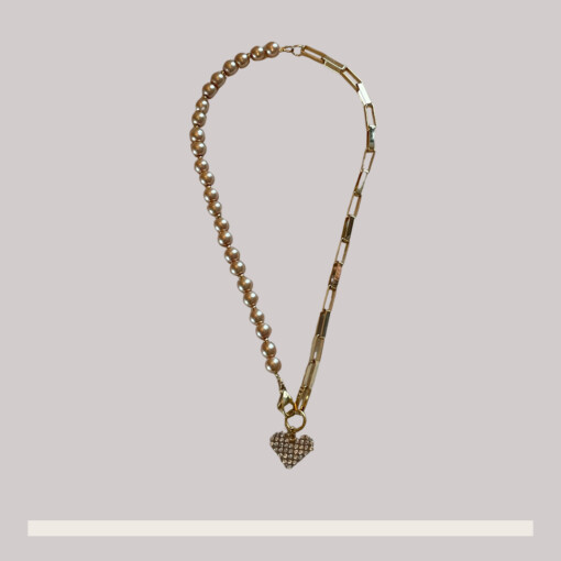 Ketting met glasparels en schakels