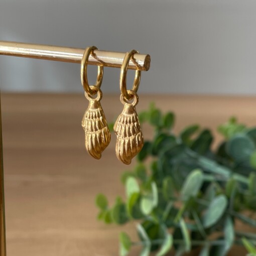 Oorbellen gouden schelp