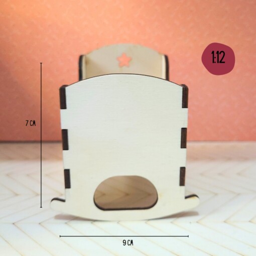 Poppenhuis Wiegje - Miniatuurhuis Wieg met matras en dekentje.