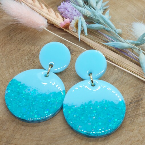 Resin  oorstekers rond Aqua