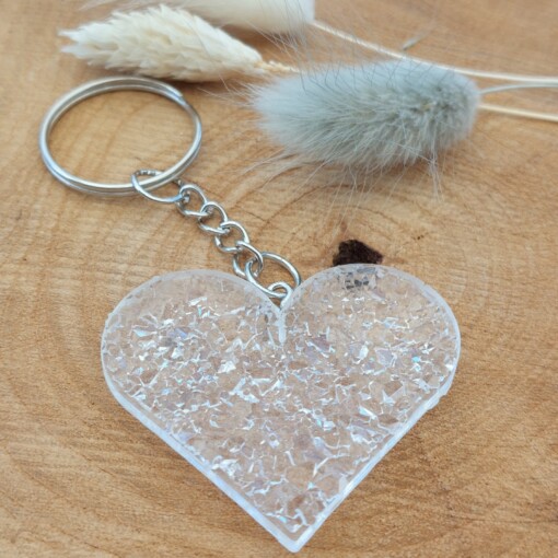 Resin sleutelhanger Hartje ´druzy´