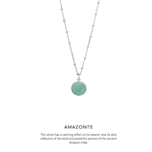 Amazonite Circle Gem Necklace Silver