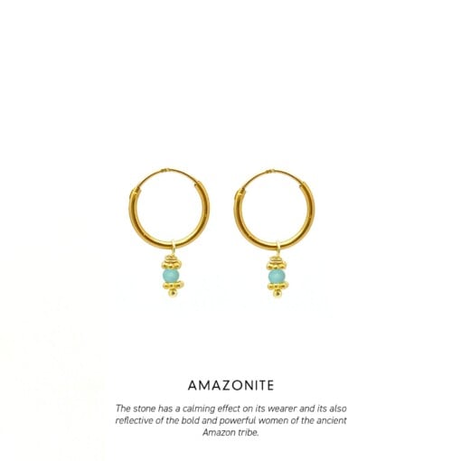 Amazonite Triquetra Mini Hoops Gold