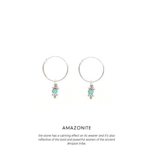 Amazonite Triquetra Mini Hoops Silver