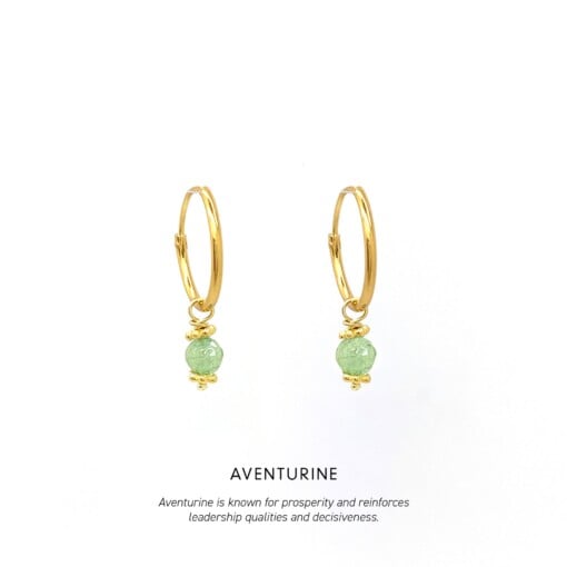 Aventurine Triquetra Midi Hoops Gold