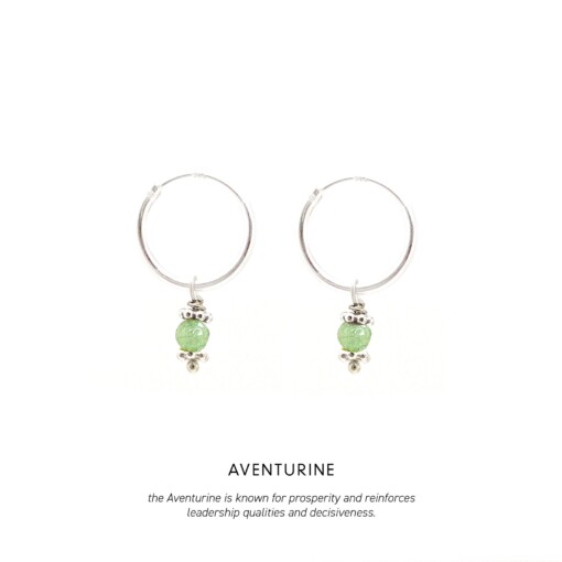 Aventurine Triquetra Midi Hoops Silver