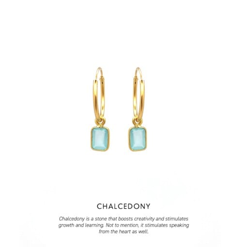 Chalcedony Baguette Hoops Gold