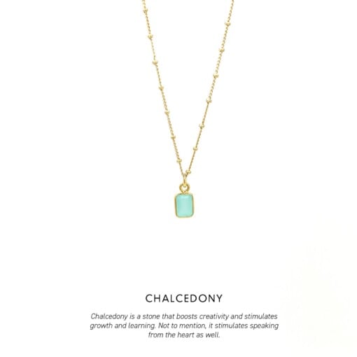 Chalcedony Baguette Necklace Gold