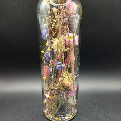 Droogbloemen in een magische fles met ledlampjes