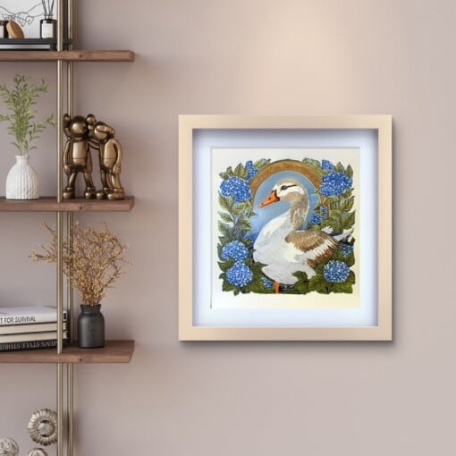 Gans - handgedrukte linosnede print