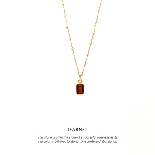 Garnet Baguette Necklace Gold