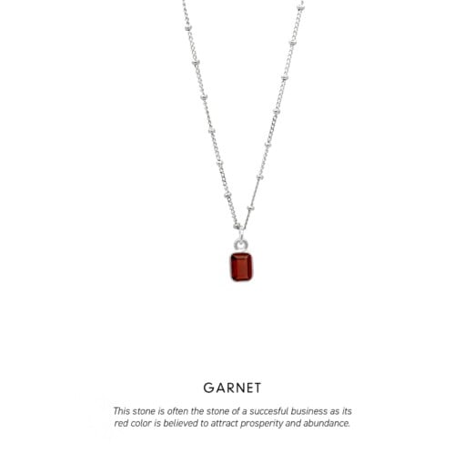 Garnet Baguette Necklace silver